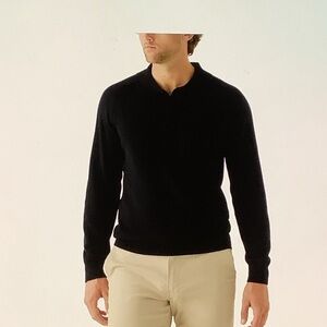 NWT The Cashmere Project Men's Covered Placket Black Polo Sweater Sz L